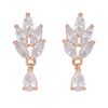 Nilu's Collection Rose Gold Plated Leaf Drop Earrings with American Diamond Stones For Women and Girls | Anti-Tarnish | Lightweight & stylish