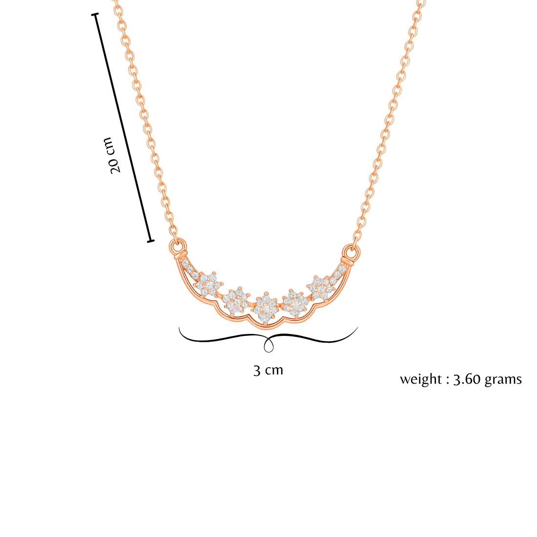 Nilu’s Collection Rose Gold Plated Floral AD Stone Pendant Necklace for Women and Girls