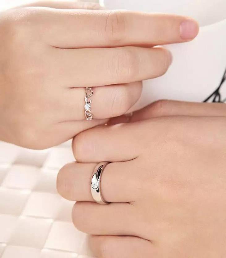 Elegant 925 Silver Plated Adjustable Couple Ring