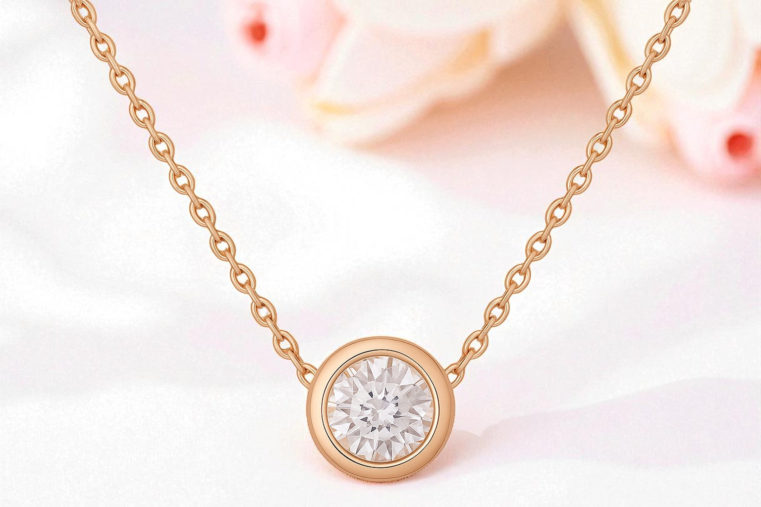 American Diamond Rose Gold Plated Pendant Necklace Set for Girls and Women