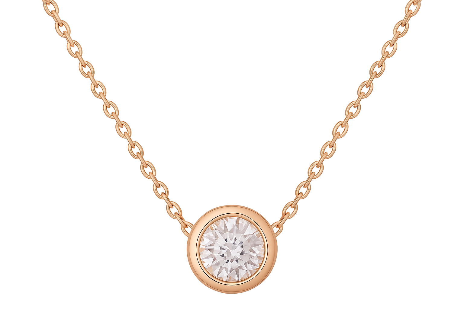 American Diamond Rose Gold Plated Pendant Necklace Set for Girls and Women