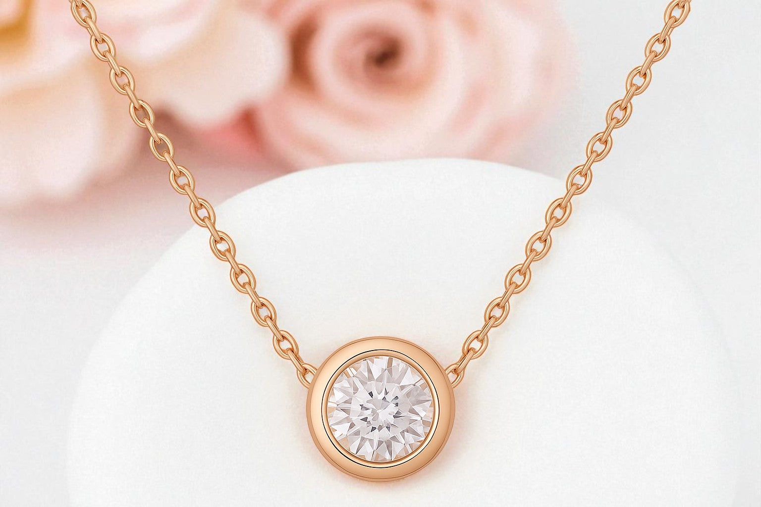American Diamond Rose Gold Plated Pendant Necklace Set for Girls and Women