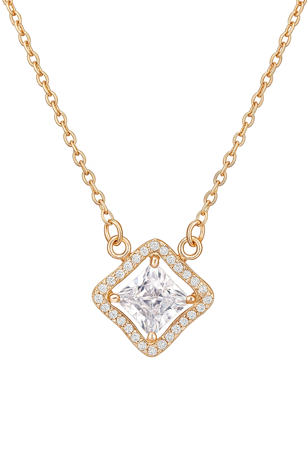 Nilu’s Collection Rose Gold Plated Pendant Necklace with Sparkling AD Stones for women and Girls