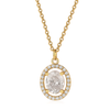 Nilu’s Collection Gold Plated Oval Pendant Necklace with Sparkling AD Stones For Women and Girls