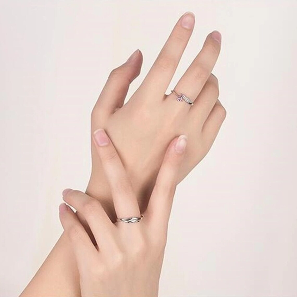 Feather Touch Wedding Engagement Ring for Men and Women Sterling Silver Sterling Silver Plated Ring