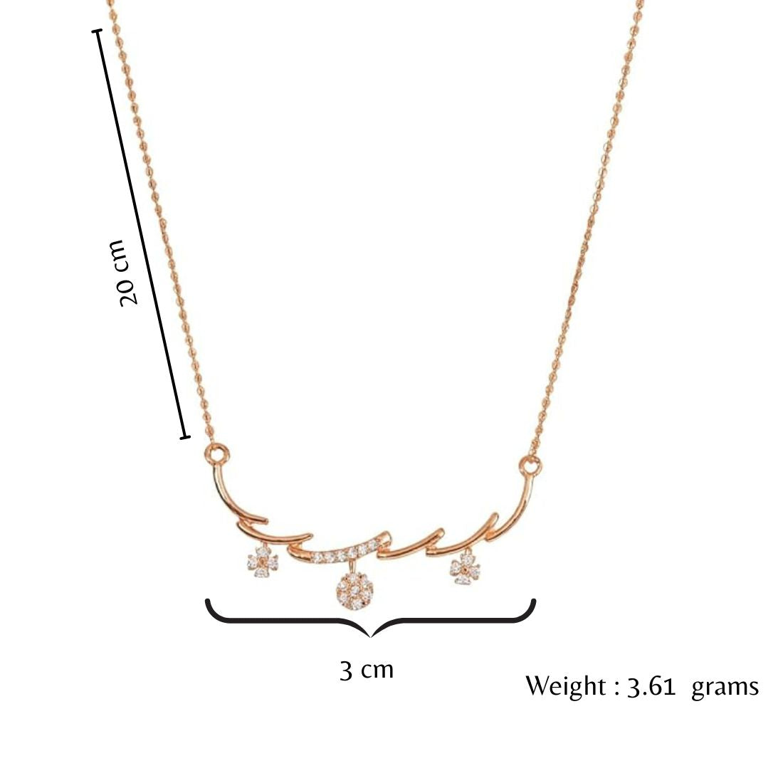 Nilu's Collection Rose Gold Plated American Diamond Floral Pendant Necklace for Women and Girls | Anti-Tranish | Anti-Allergy | Office wear |Party Wear