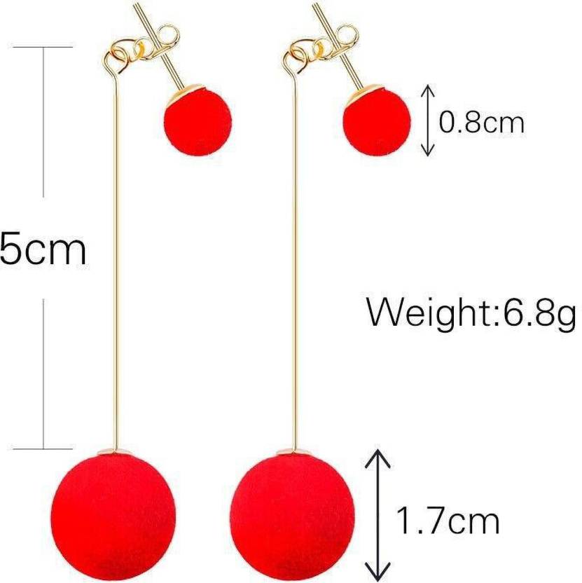 Nilu's Collection Detachable Plush Ball Korean Style Earrings for Women, Velvet Round Long Tassle Dangle Drop Earrings for Women