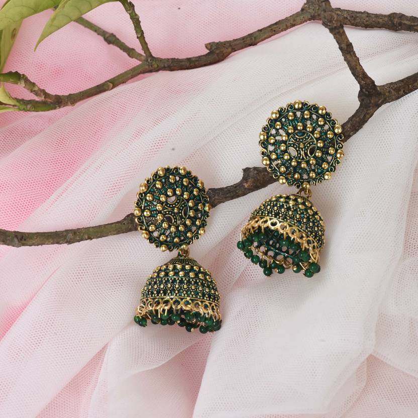 Nilu's Collection Ethnic Oxidised Jhumka Earring, Long Hangings Traditional Alloy Jhumki Earrings for Women & Girls