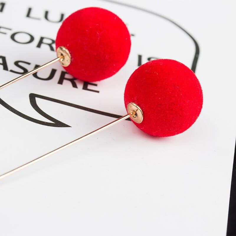 Nilu's Collection Detachable Plush Ball Korean Style Earrings for Women, Velvet Round Long Tassle Dangle Drop Earrings for Women