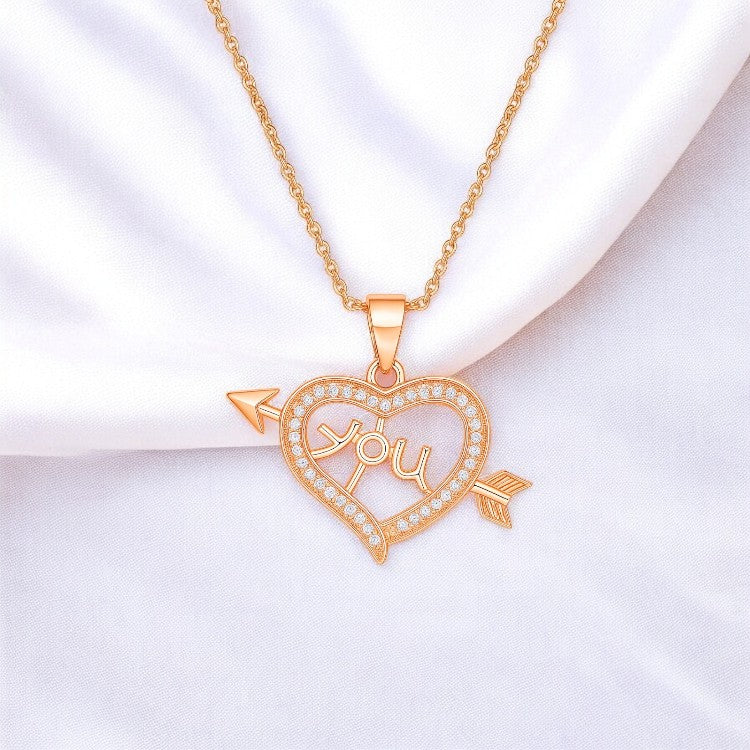 Nilu’s Collection Rose Gold Plated Heart Shape Pendant for Women and Girls