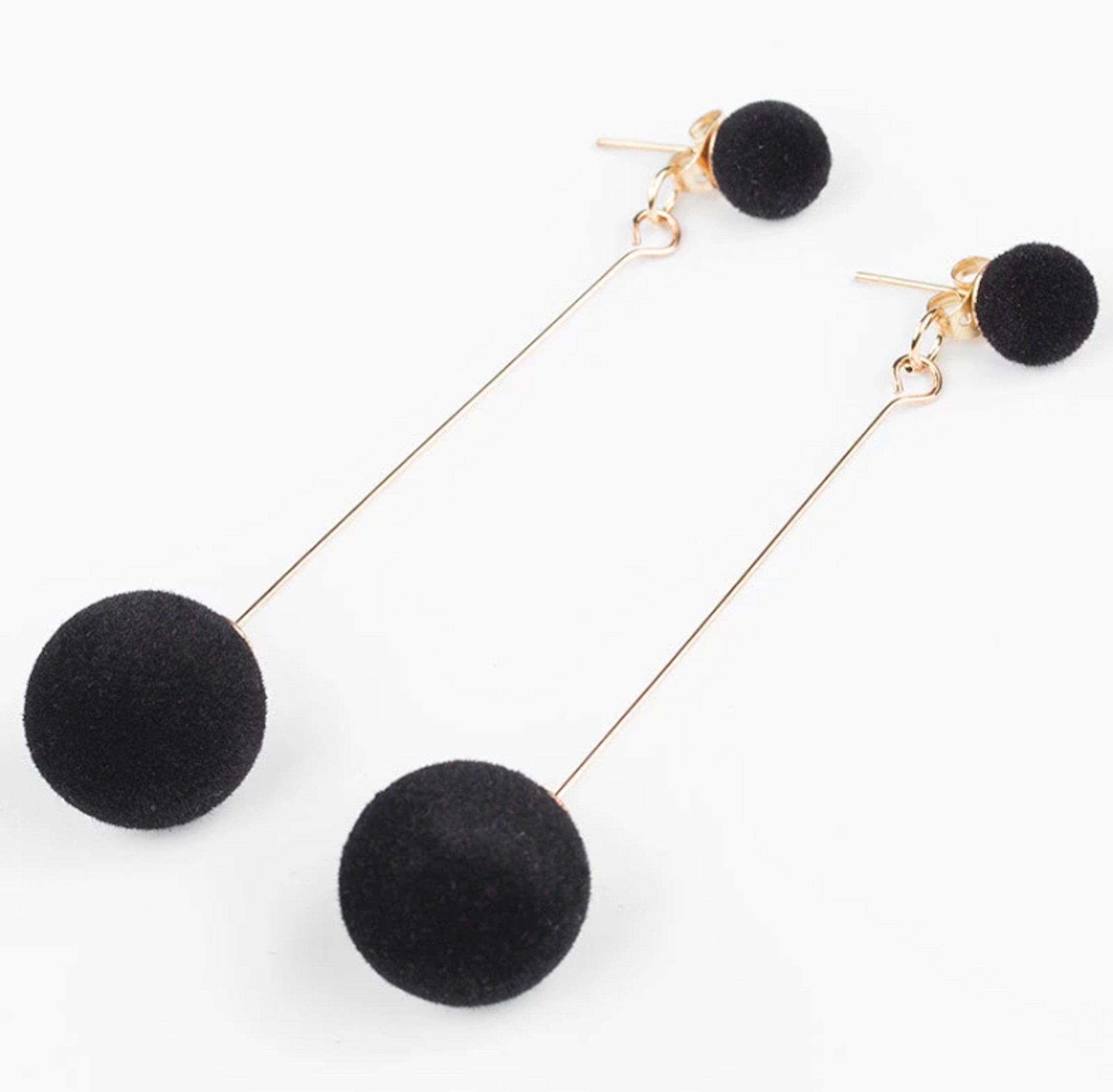 Detachable Plush Ball Korean Style Earrings for Women, Velvet Round Long Tassle Dangle Drop Earrings for Women