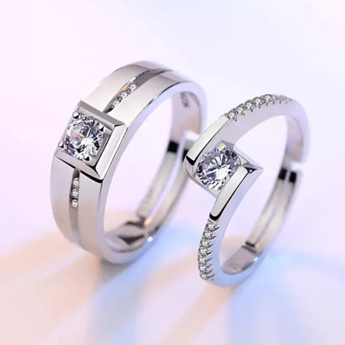 Nilu's Collection Valentine's Gift Crystal Adjustable Couple Ring for Men and Women Alloy, Zinc Ring