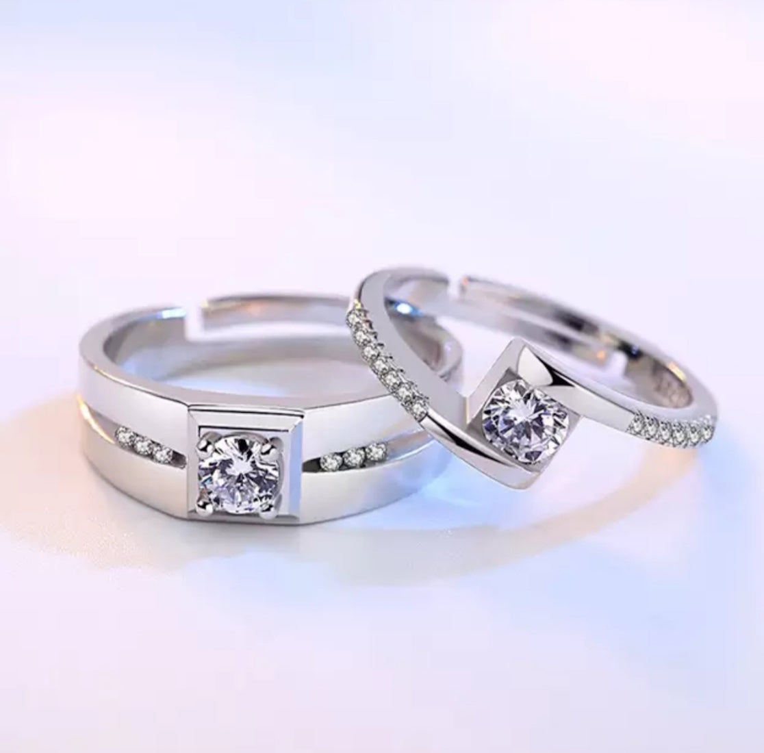 Nilu's Collection Valentine's Gift Crystal Adjustable Couple Ring for Men and Women Alloy, Zinc Ring