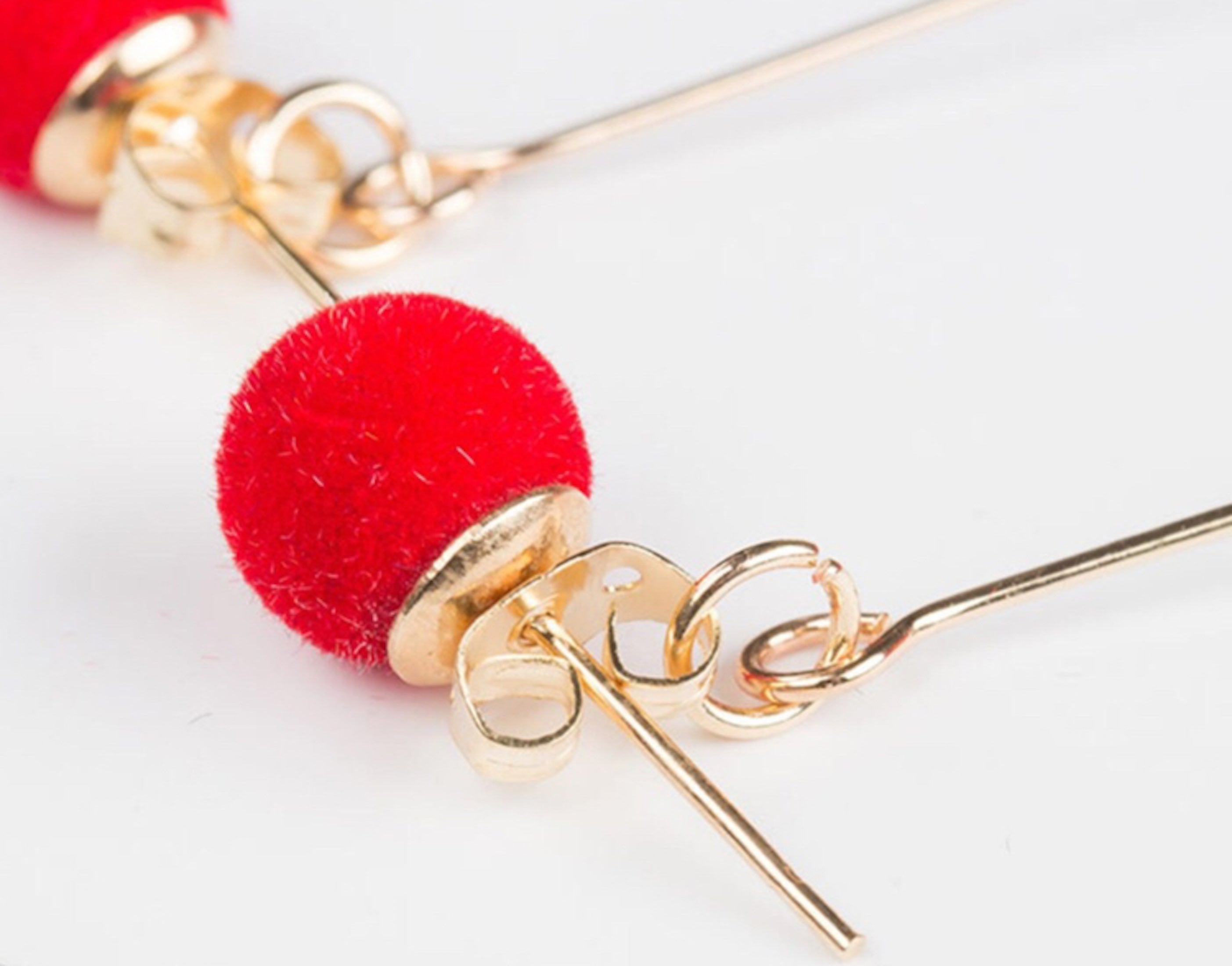 Nilu's Collection Detachable Plush Ball Korean Style Earrings for Women, Velvet Round Long Tassle Dangle Drop Earrings for Women