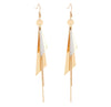 Gold Plated Geometric Triangle Long Tassel Drop Earrings for Women and Girls, Copper Triangular Drop Golden Danglers with Metal Chain