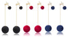 Nilu's Collection Combo of Red, Blue and Black Plush Ball Dangle and Drop Earring Velvet Round Long Tassel Earring for Women Copper Tassel Earring