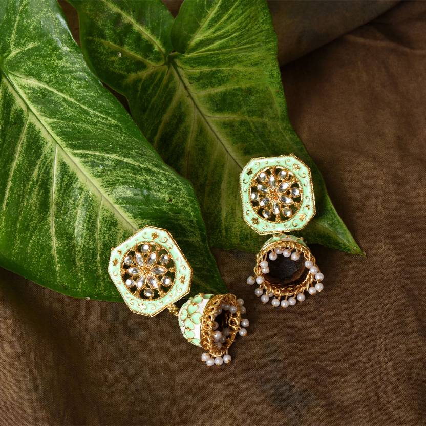 Drop Jhumka Earrings with Stone Work for Women and Girls, Kan ka Jhumka