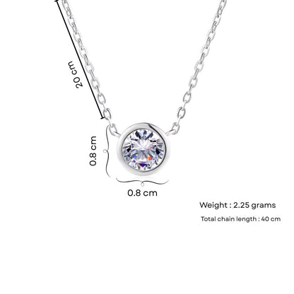 Nilu's Collection Silver Plated Pendant Necklace With Round Cut Solitaire Cubic Zirconia Diamond For Women And Girls | Anti-Tarnish | Anti-Allergy | Office Wear