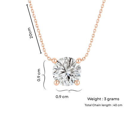 Nilu's Collection Rose Gold Plated Solitaire Pendant Necklace with Round Cut American Diamond For Women And Girls | Anti-Tarnish | Anti-Allergy | Office Wear | Gifting