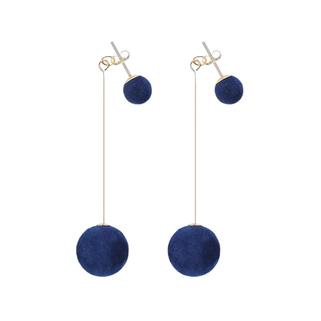 Detachable Plush Ball Korean Style Earrings for Women, Velvet Round Long Tassle Dangle Drop Earrings for Women