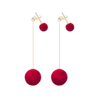 Nilu's Collection Detachable Plush Ball Korean Style Earrings for Women, Velvet Round Long Tassle Dangle Drop Earrings for Women