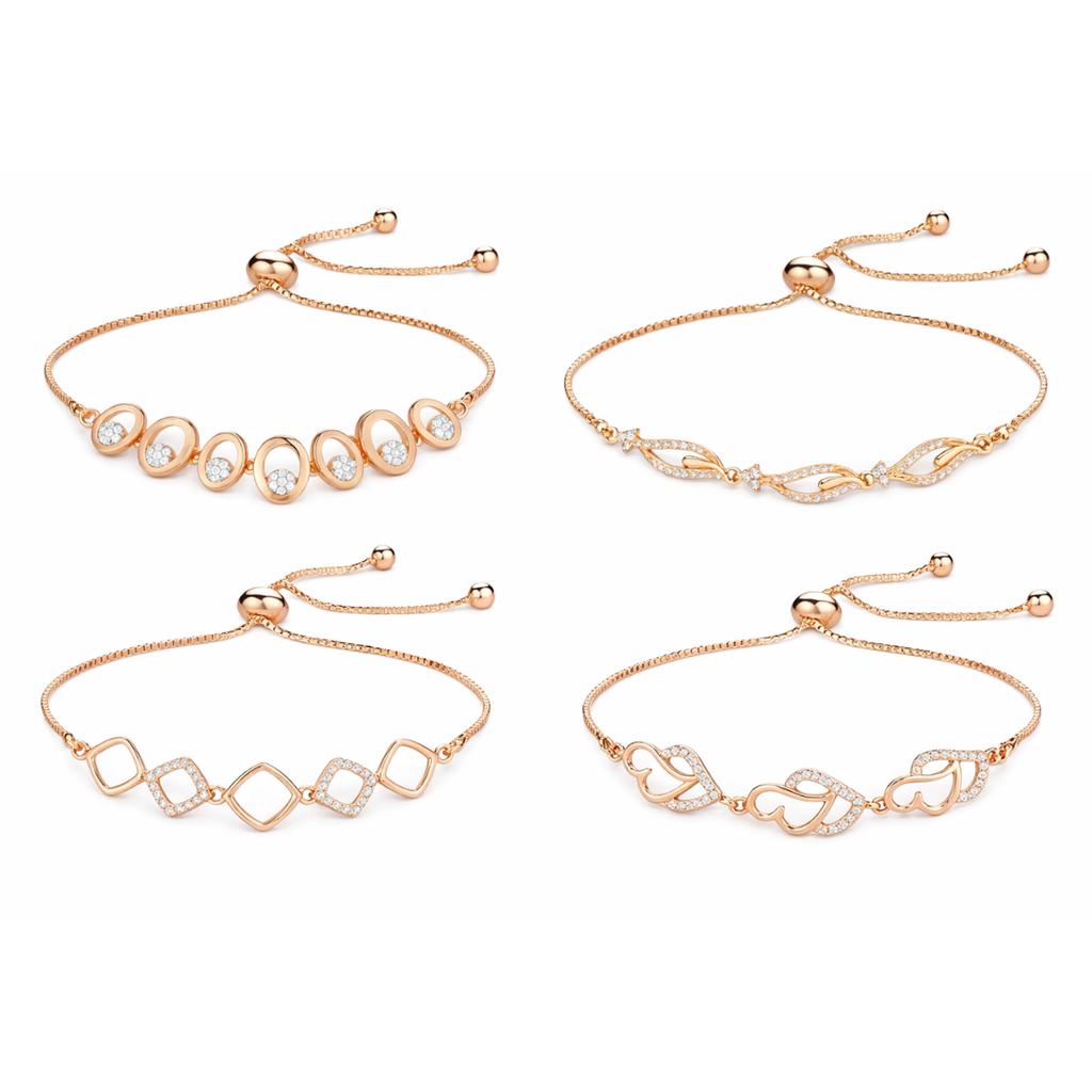 Nilu's Collection Rose Gold Plated Bracelet Set For Women And Girls