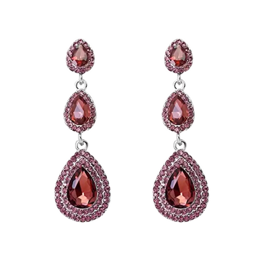 Traditional 18K Gold Plated and Crystal Dangle & Drop Earrings for Women & Girls, Rhinestone Geometric Statement Alloy Earrings