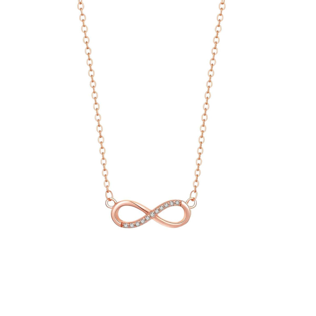 Nilu's Collection Rose Gold Plated Infinity Pendant Necklace with American Diamond Stones For Women & Girls | Lightweight| Anti-Tarnish | Anti- Tarnish | Office Wear