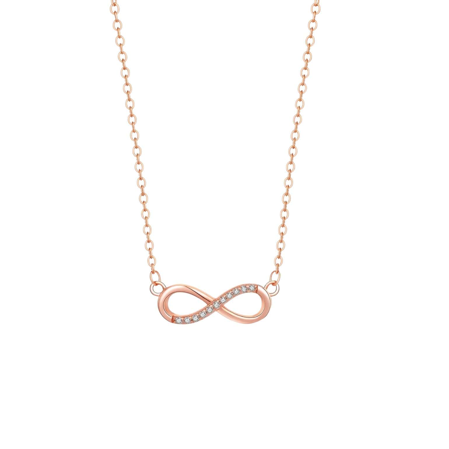 Nilu's Collection Rose Gold Plated Infinity Pendant Necklace with American Diamond Stones For Women & Girls | Lightweight| Anti-Tarnish | Anti- Tarnish | Office Wear