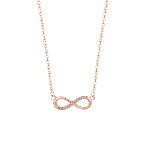 Nilu's Collection Rose Gold Plated Infinity Pendant Necklace with American Diamond Stones For Women & Girls | Lightweight| Anti-Tarnish | Anti- Tarnish | Office Wear