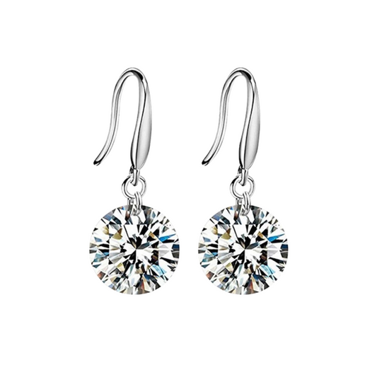 Nilu's Collection Silver Plated Austrian Crystal Drop Earrings for Women & Girls