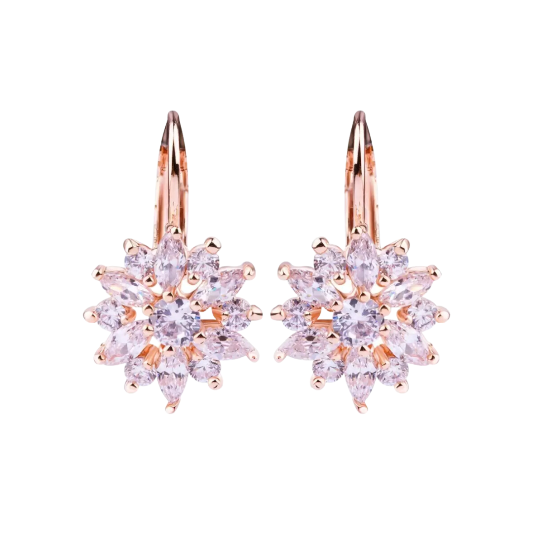 Flower Stud Hoop Earrings for Women, Zircon Embellished Flower Earrings, Gifts for Women and Girls