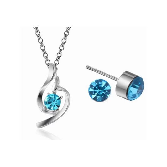 Alloy Tunnel Earring (Blue, Silver)