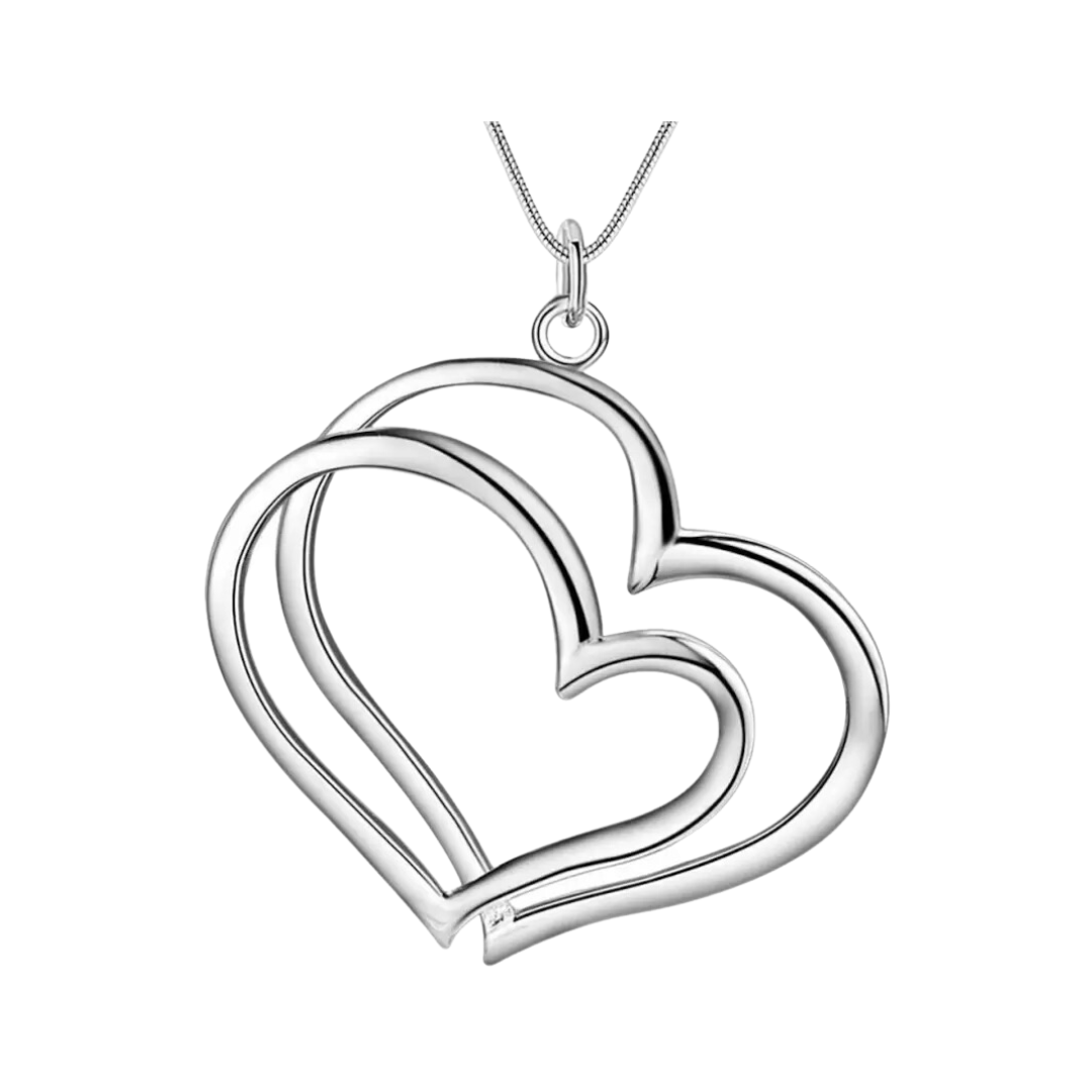 Double Intertwined Heart Pendant For Women and Girls