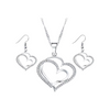 Heart-Shaped Necklace and Earrings Set (Colour: Silver)