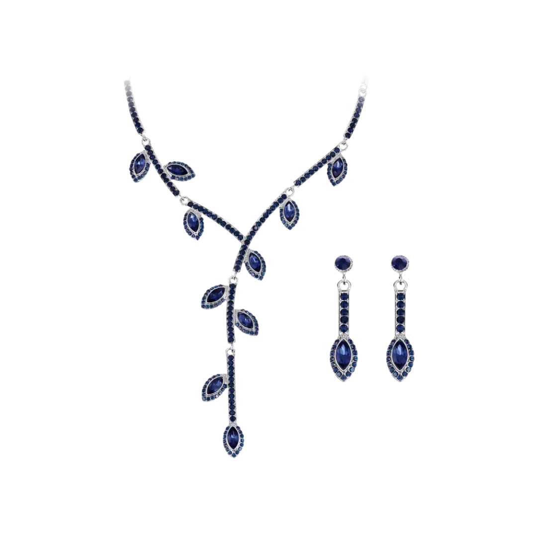 Designer Leaf Setting Stone Studded Necklace with earrings| Festive/ Function Jewellery Set for Women & Girls