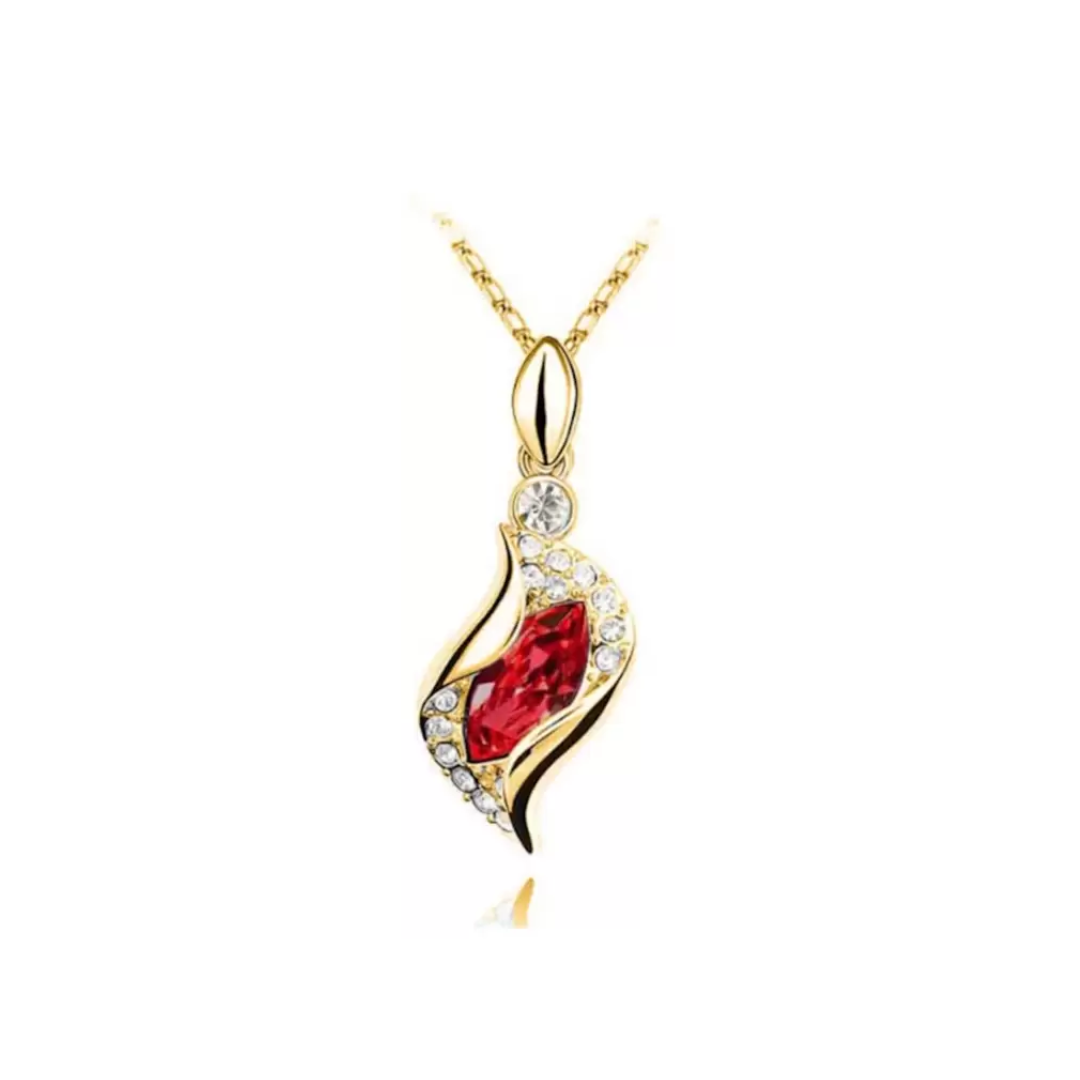 Charming Gold Plated Necklace & Earrings Set | Wedding, Festival Collection Jewelry set(Gold, Red)