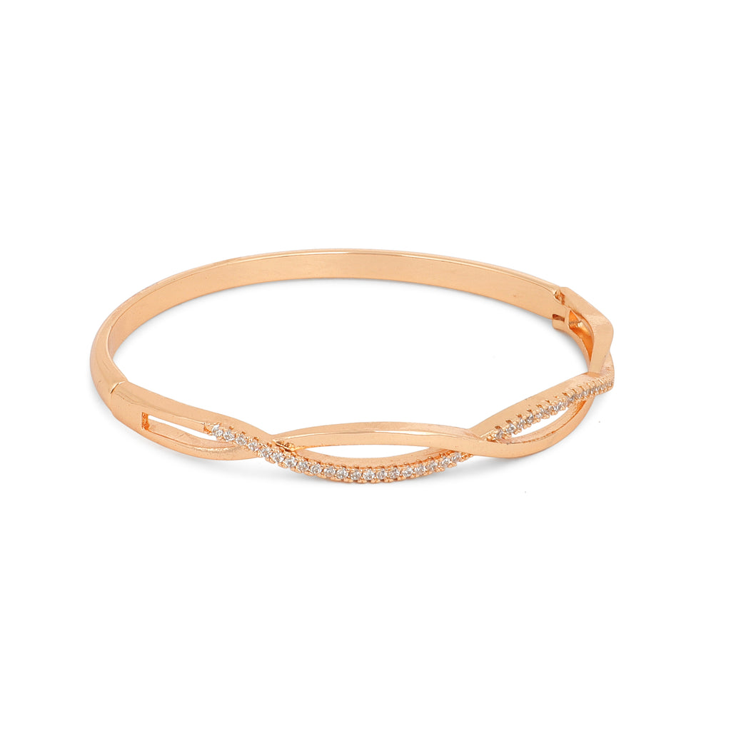 Nilu's Collection Rose Gold Plated Kada Bracelet with American Diamonds For Women And Girls | Anti-Tarnish | Anti- Allergy |