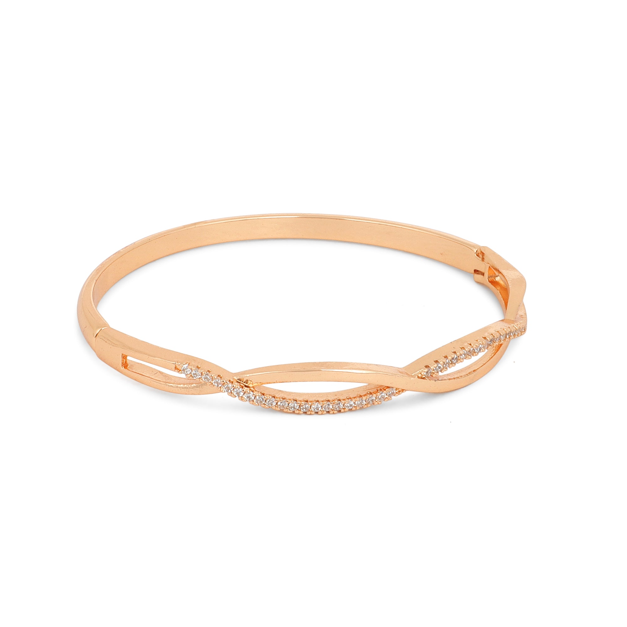 Nilu's Collection Rose Gold Plated Kada Bracelet with American Diamonds For Women And Girls | Anti-Tarnish | Anti- Allergy |