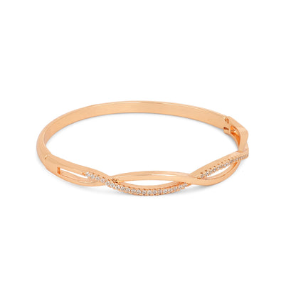 Nilu's Collection Rose Gold Plated Kada Bracelet with American Diamonds For Women And Girls | Anti-Tarnish | Anti- Allergy |
