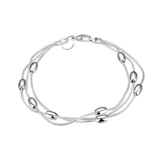 Alloy Silver Bracelet, Three Line Layered Bracelets for Girls | Light weight, Get the Stylish Look