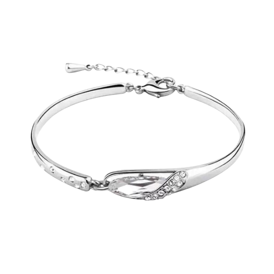 Silver Plated White Crystal Kada For Women/ Girls