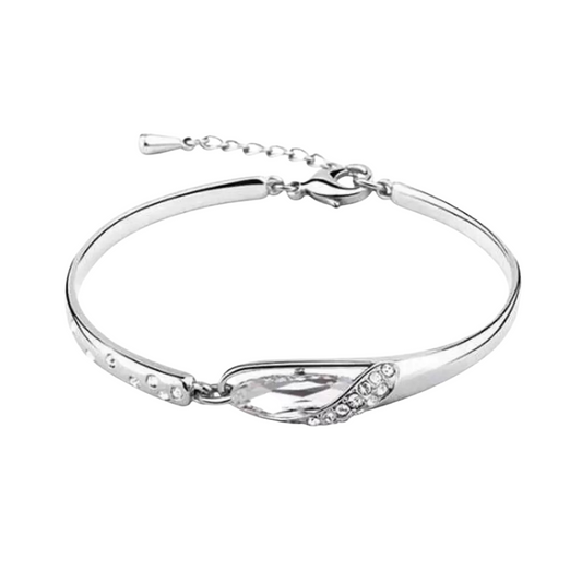 Nilu's Collection Silver Plated White Crystal Kada For Women/ Girls