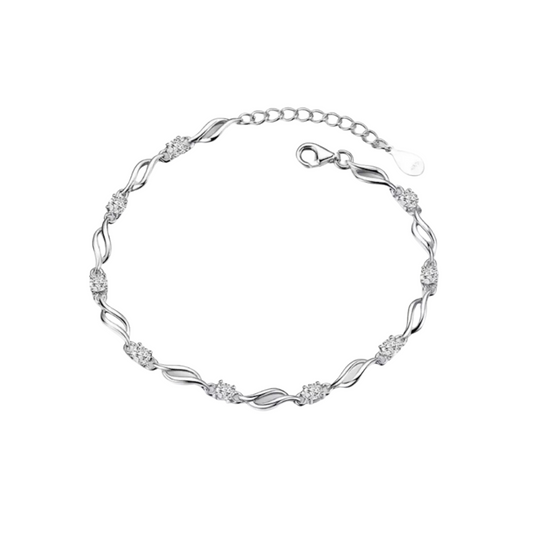 Nilu's Collection Trendy Sterling Silver Stone Studded Bracelet for Girls