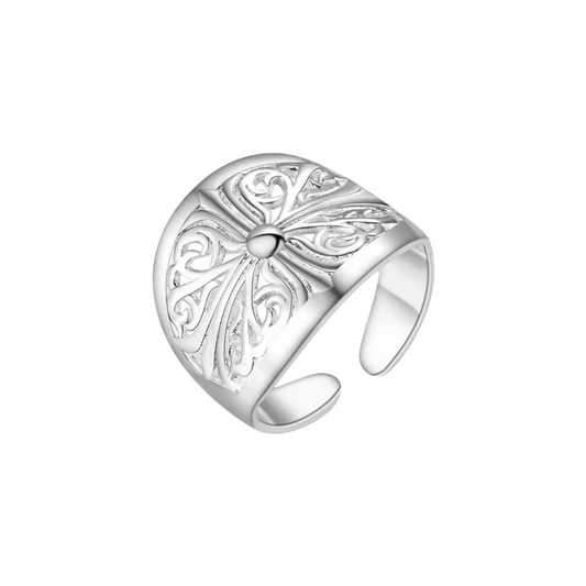 Charming Rose Adjustable Ring for Women Valentine's Gift Alloy Silver Plated Ring