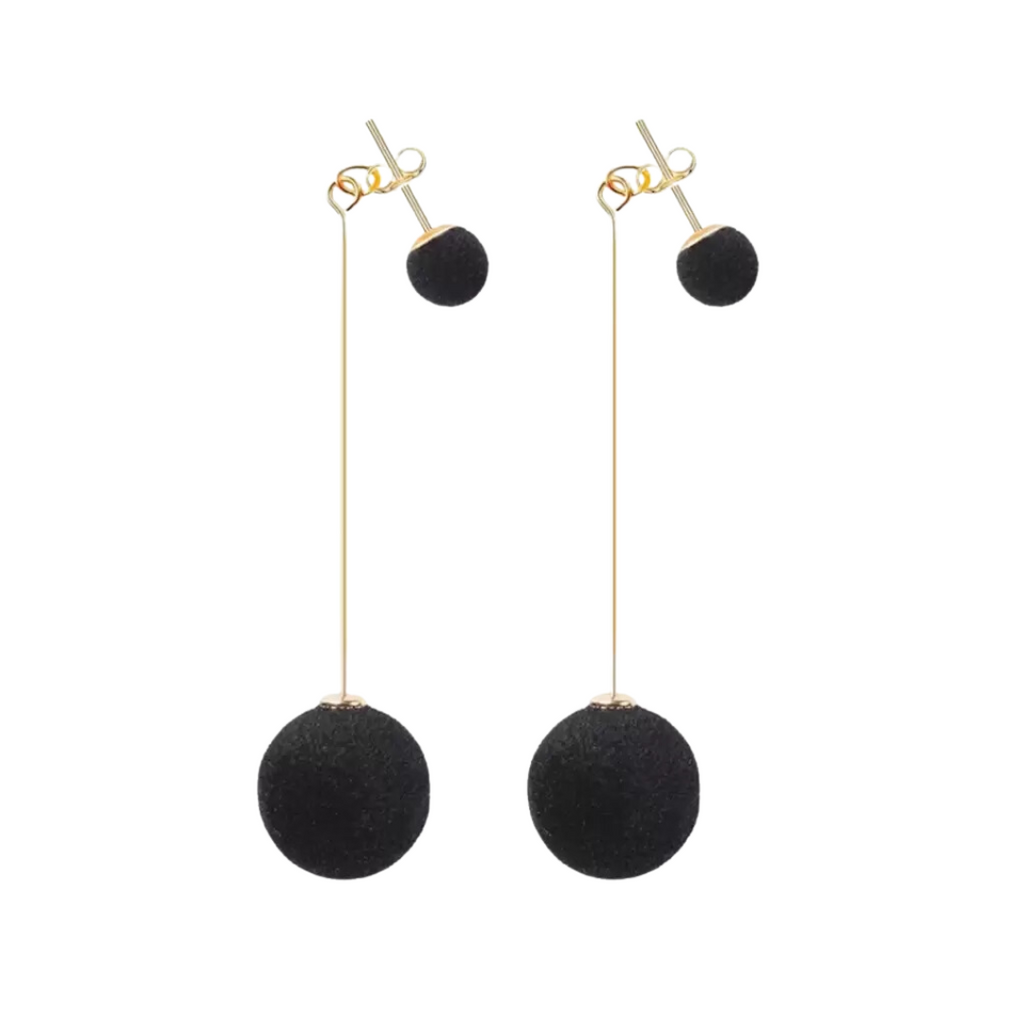 Detachable Plush Ball Korean Style Earrings for Women, Velvet Round Long Tassle Dangle Drop Earrings for Women
