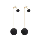 Detachable Plush Ball Korean Style Earrings for Women, Velvet Round Long Tassle Dangle Drop Earrings for Women
