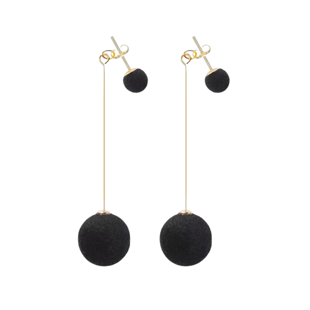 Detachable Plush Ball Korean Style Earrings for Women, Velvet Round Long Tassle Dangle Drop Earrings for Women