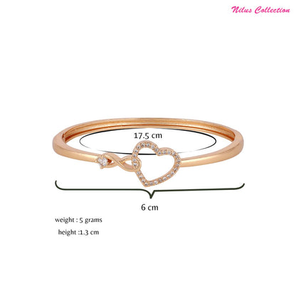 Rose Gold Infinity Heart Shape kada with Love Bracelet for Women & girls | Sleek Finish |Office Wear |  Minimalist Appeal