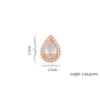 Nilu's Collection Rose Gold Plated Teardrop Stud Earrings with Sparkling AD Stones For Women And GIrls | Anti-Tranish| Anti-Allergy | Office Wear